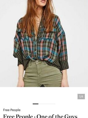 Free People One Of The Guys Plaid Button Down Shirt/ Small